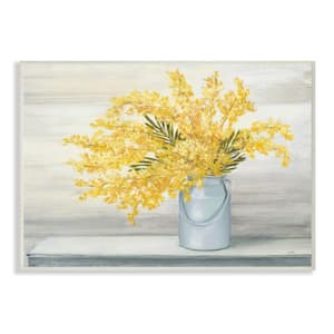 "Golden Fall Floral Bouquet in Country Milk Tin" by Julia Purinton Unframed Nature Wood Wall Art Print 13 in. x 19 in.