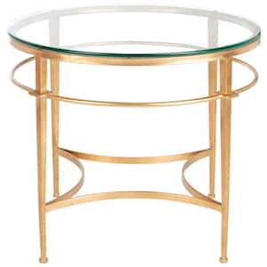 Ingmar 27 in. Gold Round Glass End Table