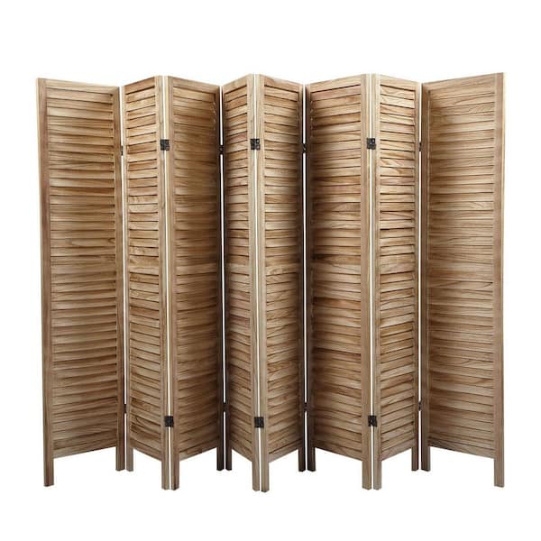 Aoibox 8-Panel Sycamore Wood Panel Screen Folding Louvered Room Divider, Light Burn