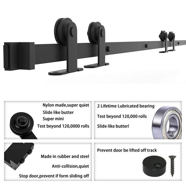 10 ft. /120 in. Top Mount Sliding Barn Door Hardware Track Kit for Double Doors with Non-Routed Floor Guide 10 ft. /120 in. Top Mount Sliding Barn Door Hardware Track Kit for Double Doors with Non-Routed Floor Guide