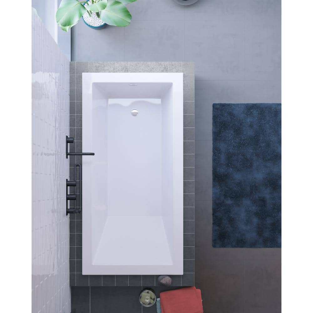 Voltaire 48 in. Acrylic Rectangular Reversible Drop-in Bathtub in Glossy White price history on PriceWatchPro