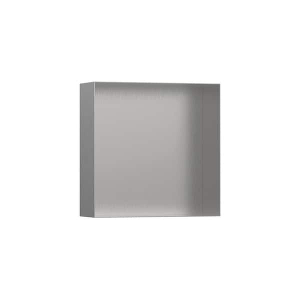 Hansgrohe XtraStoris Minimalistic 15 in. W x 15 in. H x 4 in. D Stainless Steel Shower Niche in Brushed Stainless Steel
