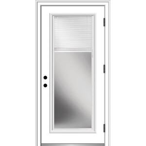 32 in. x 80 in. Internal Blinds Left-Hand Outswing Full Lite Clear Primed Fiberglass Smooth Prehung Front Door