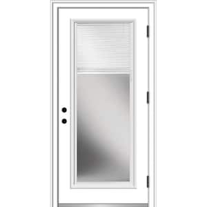 32 in. x 80 in. Severe Weather Internal Blinds Left-Hand Full Lite Clear Primed Fiberglass Smooth Prehung Front Door