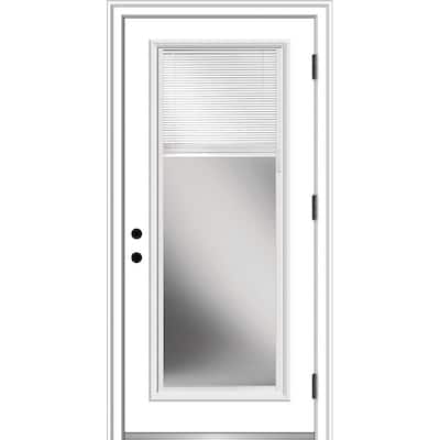 36 in. x 80 in. Internal Blinds Left-Hand Outswing Full Lite Clear Primed Steel Prehung Front Door with Brickmould
