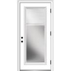 30 in. x 80 in. Internal Blinds Left-Hand Outswing Full Lite Clear Low-E Primed Steel Prehung Front Door with Brickmould