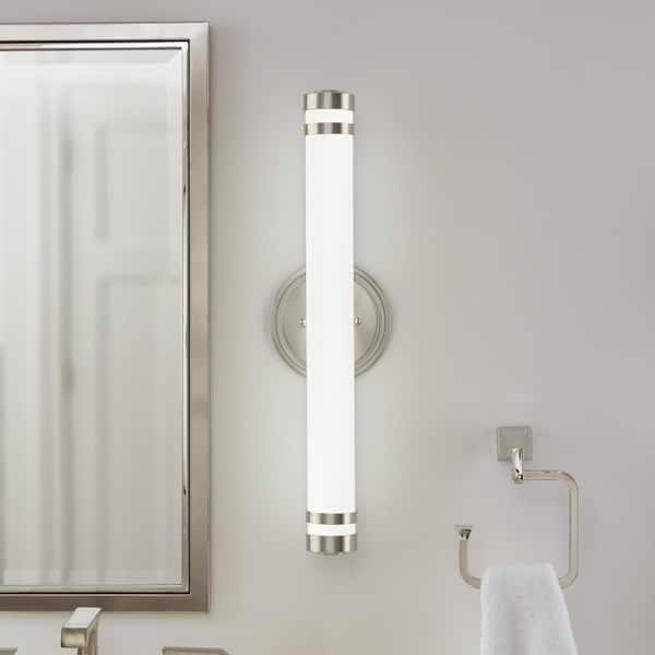 Home Decorators Collection Otez Brushed Nickel LED Vanity Light with Tube Etched Glass