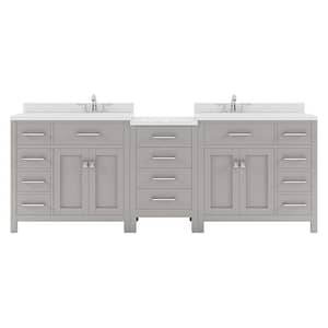 Caroline Parkway 93 in. W x 22 in. D x 35 in. H Double Sink Bath Vanity in Gray with Quartz Top