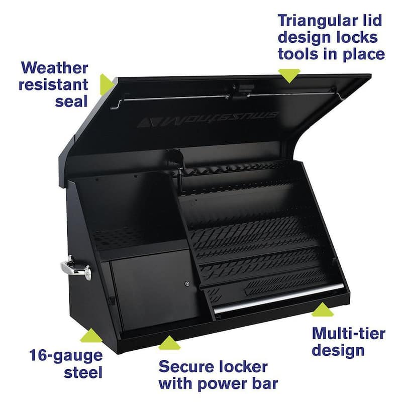 41 in. W x 18 in. D Portable Triangle Top Tool Chest for Sockets, Wrenches and Screwdrivers in Black Powder Coat