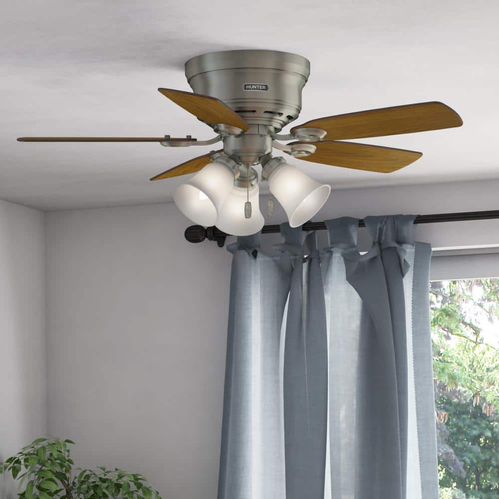 Antique Pewter 42" Low Profile Ceiling Fan with Reversible Chestnut/Walnut Blades