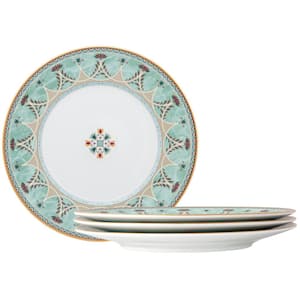 Serene Garden 10.5 in. (Green) Porcelain Dinner Plates, (Set of 4)