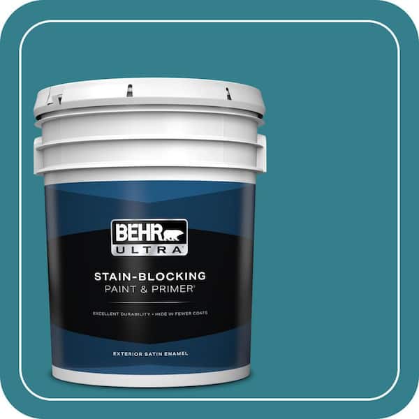 BEHR ULTRA 5 gal. Home Decorators Collection #HDC-CL-27 Calypso Blue Satin Enamel Exterior Paint & Primer