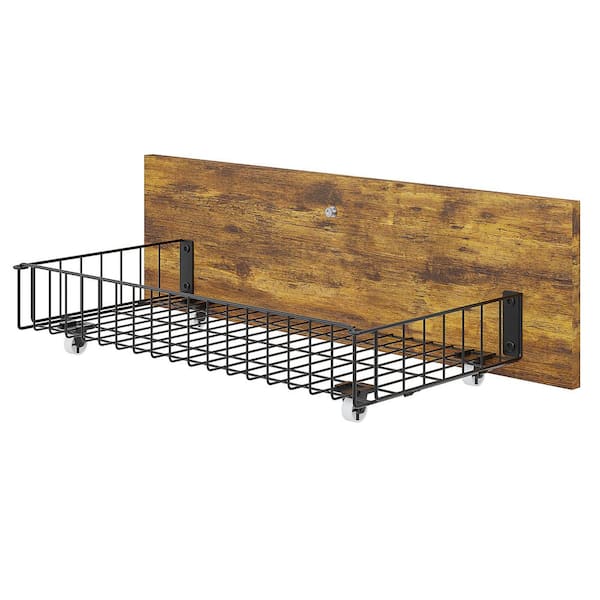 Rustic Platform Bed Frame with Upholstered Headboard, Built-in Charging Station and 4 Rolling Storage Drawers, Full Bed