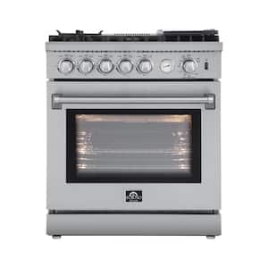 Lazio 30 in. 4.32 cu. ft. Oven Gas Range with 5 Gas Burners, Air fryer and Griddle in Stainless Steel