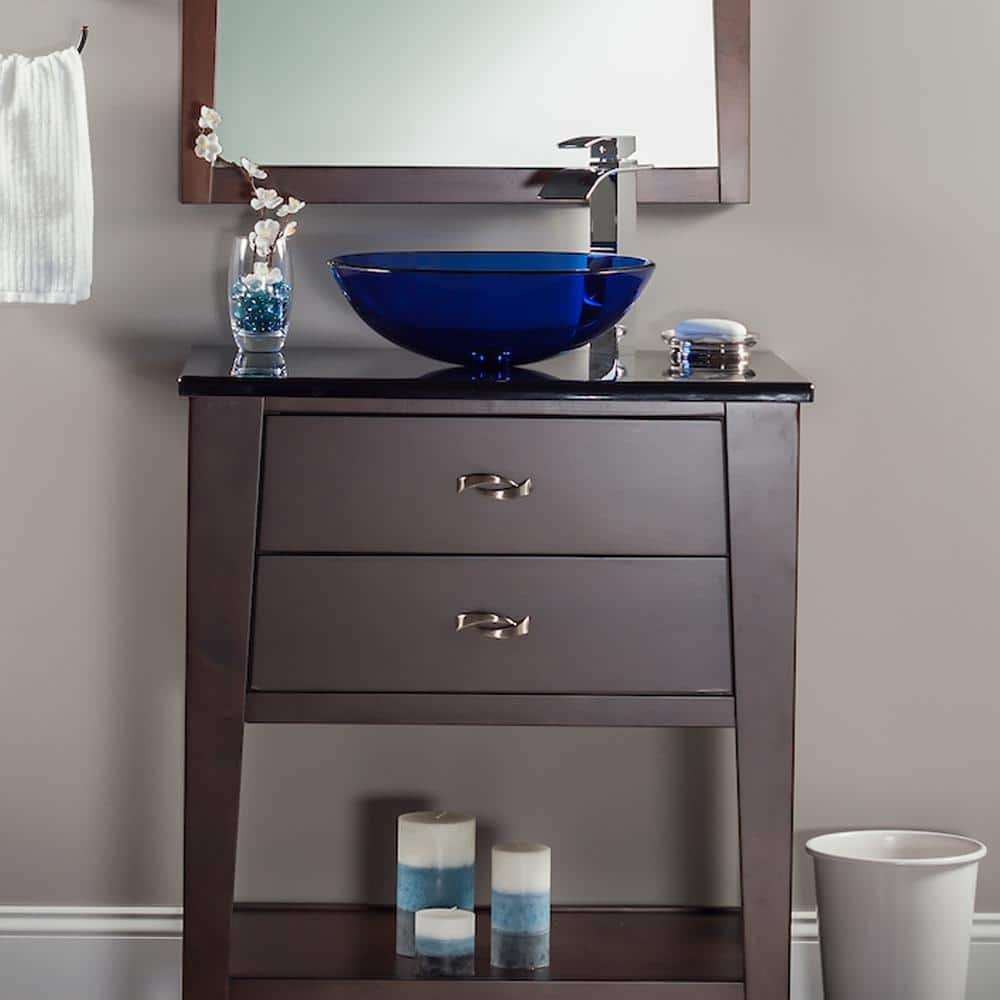 Novatto 16.5'' Blue Tempered Glass Circular Vessel Sink