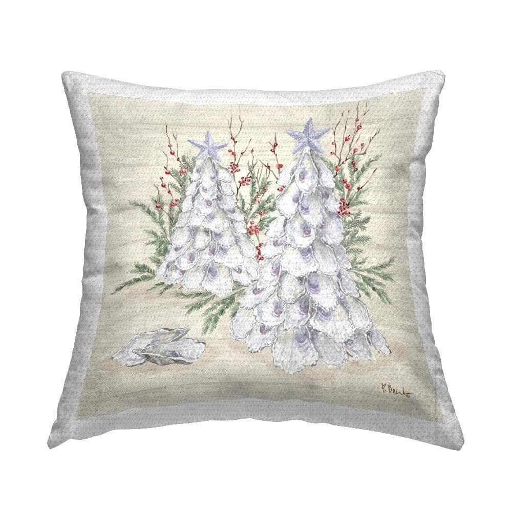 Seashells & Holly Trees Beige Square Outdoor Throw Pillow price history on PriceWatchPro