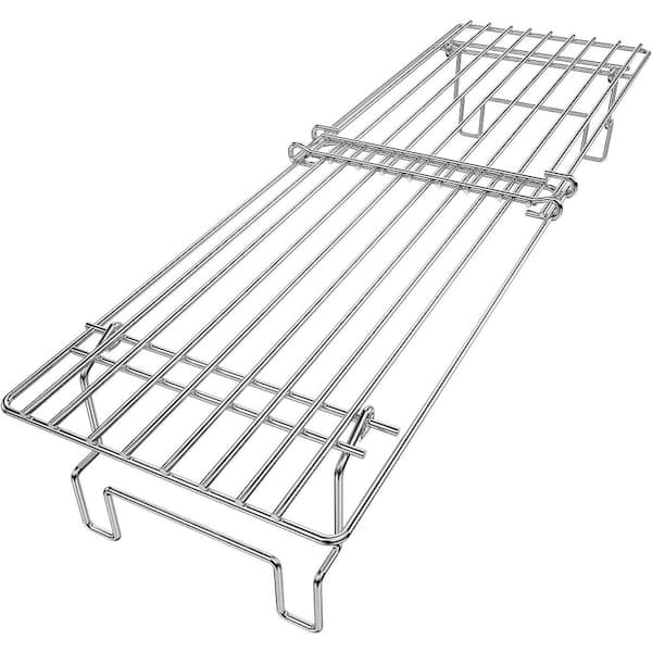Universal Stainless Steel Adjustable Warming Rack for Gas Wood Pellet Griddle Smoker Grill with Foldable Leg