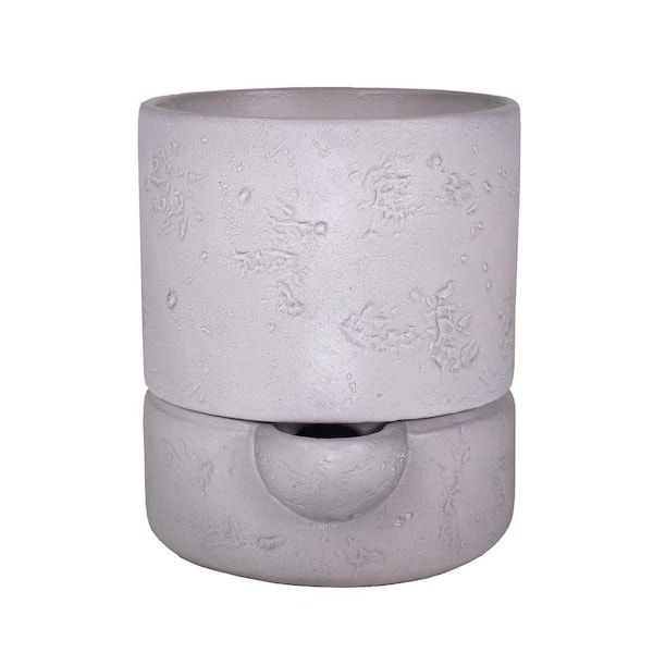 MPG 6 in. Dia x 7 in. H Cylinder Composite Self Watering Pot in Gray