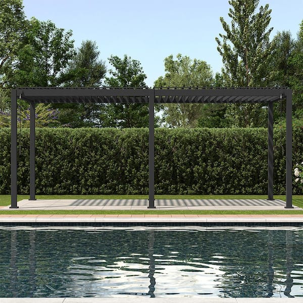 111A 10 ft. x 20 ft. Charcoal Aluminum Modern Pergola