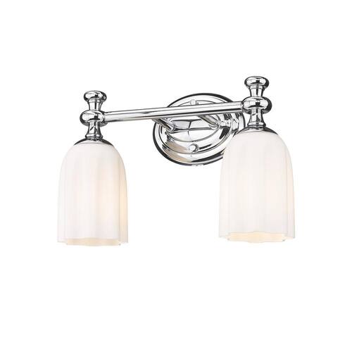 Orion 13.75 in. 2-Light Chrome Vanity-Light with Opal Etched Glass Shade Home