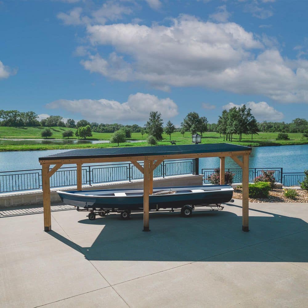 Kingsport 12' x 20' Black Cedar Carport with Steel Roof