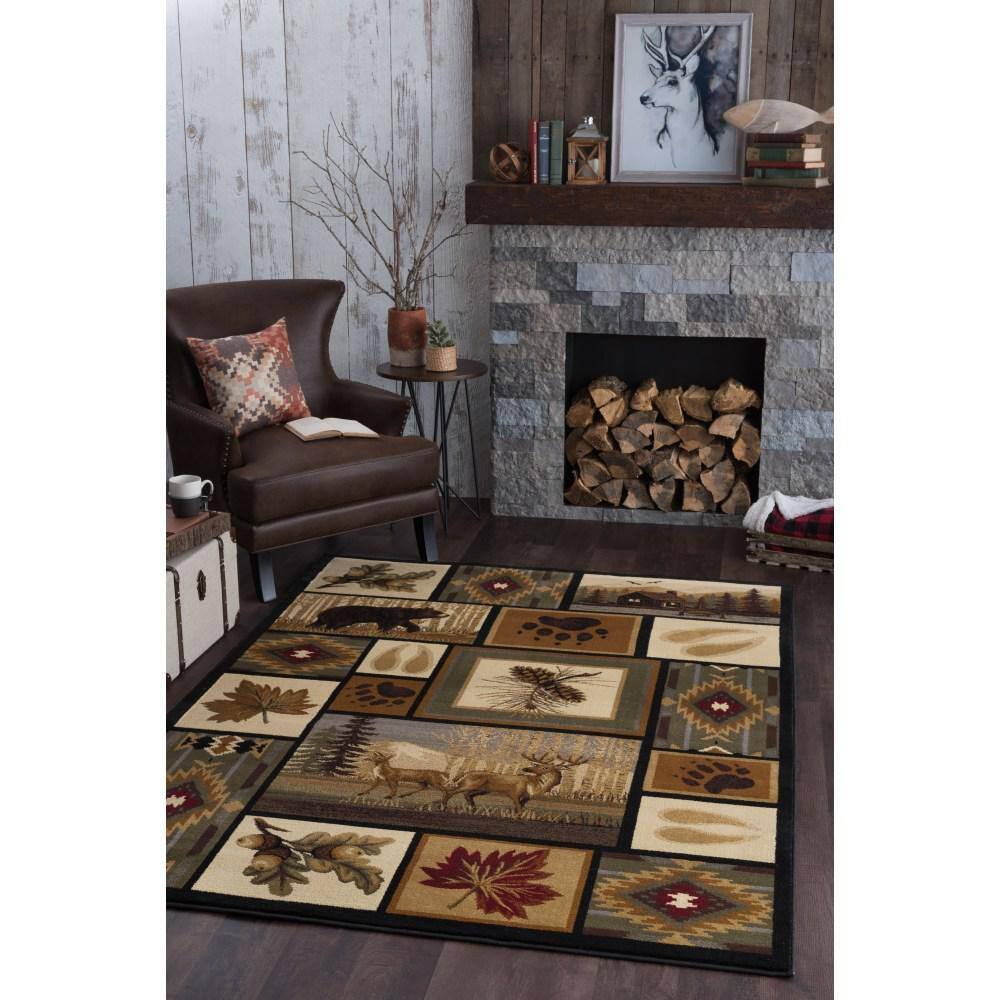 Nature Lodge 4' x 6' Blue Spot Synthetic Rectangular Rug