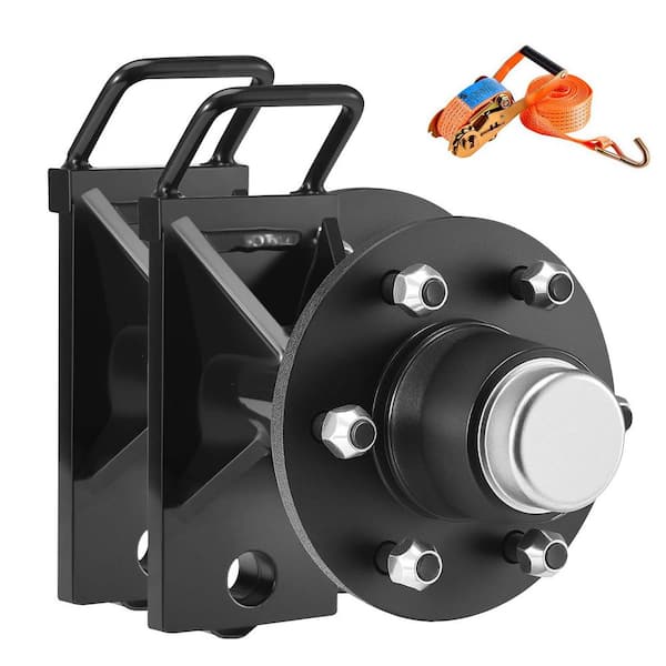 Shipping Container 6-Lug Wheels Kit, Heavy Duty Axle with Ratchet Tie Down, Moves 20-40 ft., for Dock, Black 2025 Update