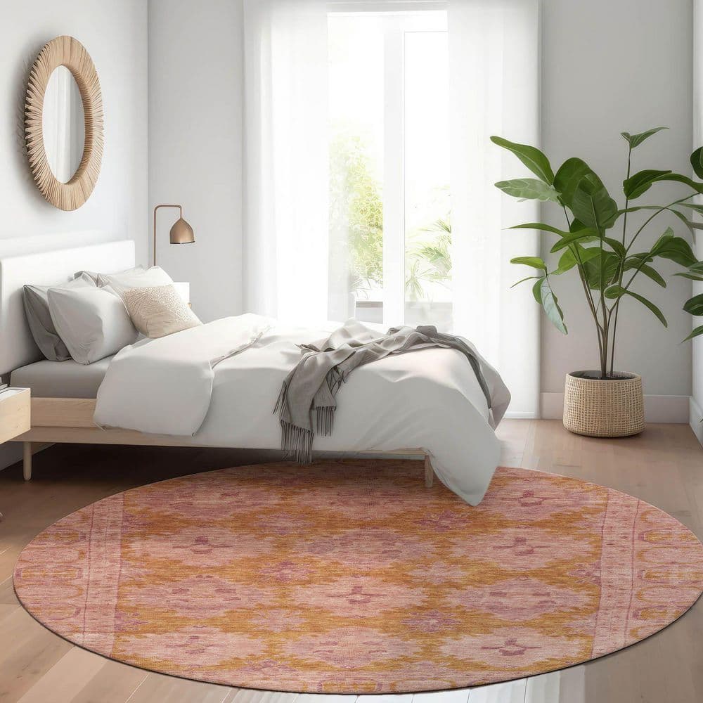 Chantille Machine Washable Indoor/Outdoor Abstract ACN1760 Blush 8 ft. x 8 ft. Round Rug price history on PriceWatchPro
