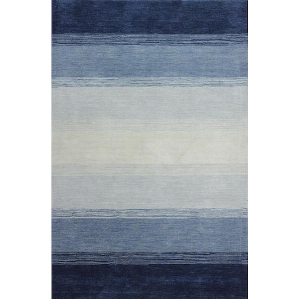 Contempo Blue 8 ft. x 10 ft. (7'6" x 9'6") Striped Contemporary Area Rug