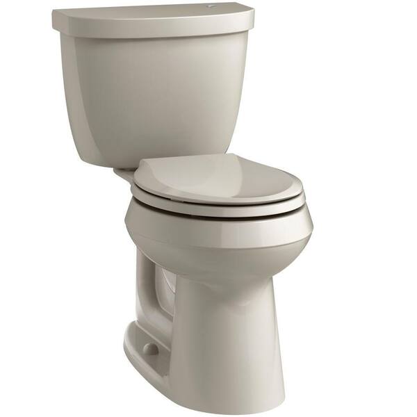 KOHLER Cimarron Touchless Comfort Height 2-Piece 1.28 GPF Single Flush Round Toilet in Sandbar, Seat Not Included