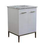 25 in. W x 22 in. D Single Bath Vanity in White with Marble Vanity Top in White Carrara with White Oval Basin