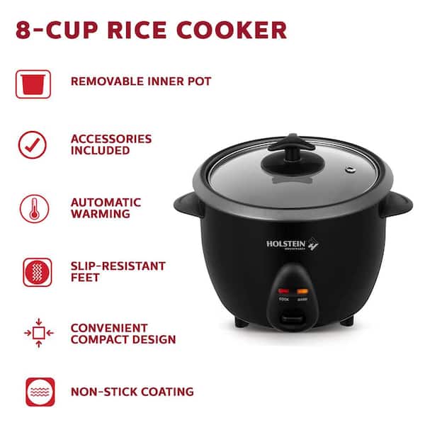 Brentwood 8 Cup Rice Cooker / Non-Stick with Steamer in White