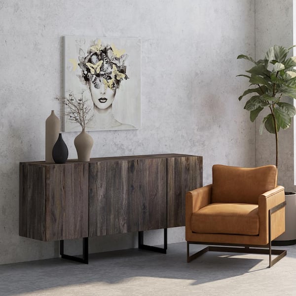 NADAAL STUDIOS Jocelyn-Club Chair with High Density Foam and Top Grain Leather in Cappuccino