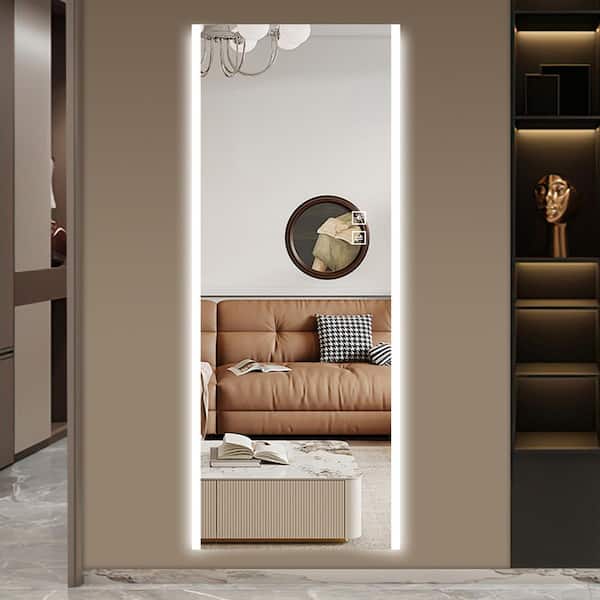 21 in. W x 65 in. H Rectangular Frameless Wall Bathroom Vanity Mirror in Silver