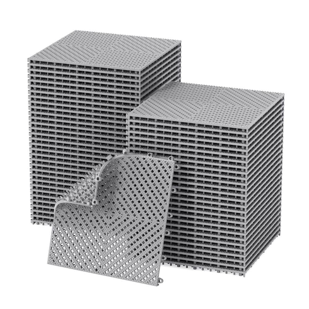 Interlocking Soft PVC Drainage Floor Mats 12 in. x 12 in. Flexible Outdoor Patio Pool Deck Flooring Tiles (Gray,60 Pcs) price history on PriceWatchPro