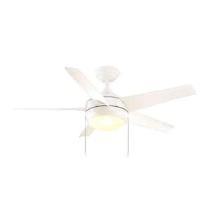 Windward 44 in. LED Indoor Matte White Ceiling Fan with Light Kit