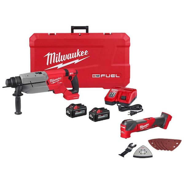 M18 FUEL ONE-KEY 18V Lith-Ion Brushless Cordless 1-1/4 in. SDS-Plus Rotary Hammer Kit w/(2) 6.0 Ah Battery & Multi-Tool