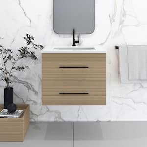 Napa 30 in. W. x 22 in. D Single Sink Bathroom Vanity Wall Mounted in Sand Pine with White Quartz Countertop