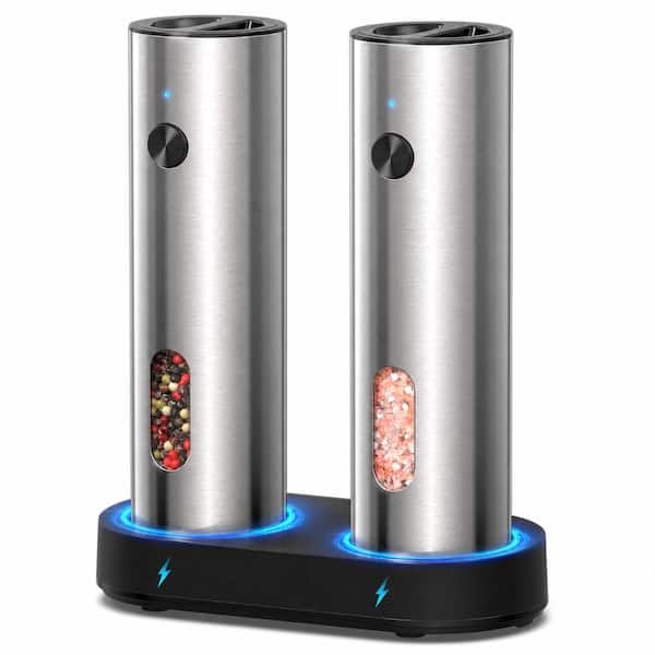 Electric Salt and Pepper Grinder Set with USB-C Dual Charging Base, 110 ml Capacity, and 5-Level Coarseness