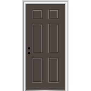 36 in. x 80 in. Right-Hand Inswing 6-Panel Classic Painted Fiberglass Smooth Prehung Front Door
