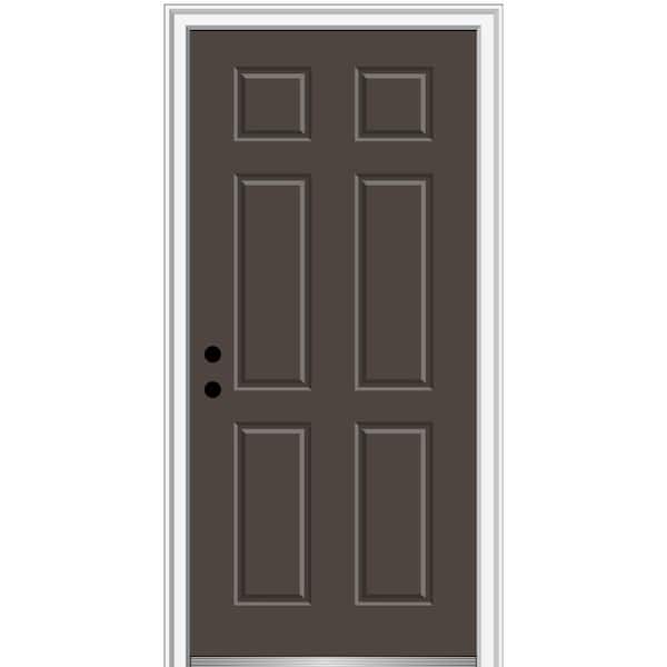 MMI Door 36 in. x 80 in. Right-Hand Inswing 6-Panel Classic Painted Fiberglass Smooth Prehung Front Door