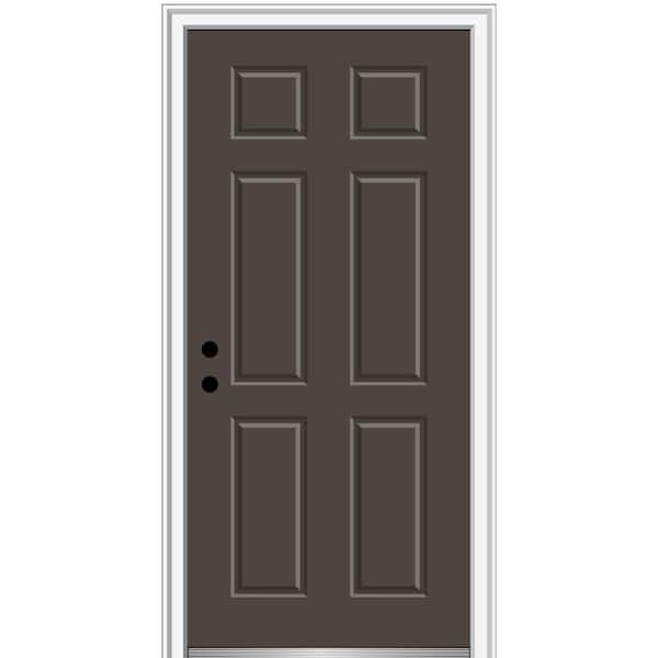 MMI DOOR 32 in. x 80 in. Right-Hand Inswing 6-Panel Classic Painted Fiberglass Smooth Prehung Front Door