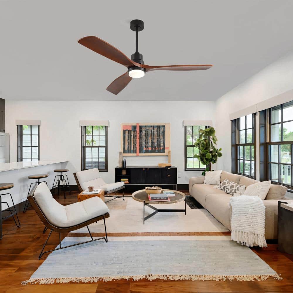 59 in. Ceiling Fan with Light, 3 Solid Wood Blades,Remote Control,6-speed Reversible DC Motor price history on PriceWatchPro