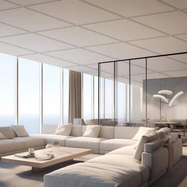 2 ft. x 4 ft. Smooth White High-Grade PVC Drop Ceiling Tile, Waterproof, Washable and Fire-Rated (80 sq. ft./box)