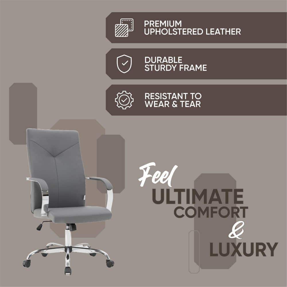 Sonora High-Back Executive Leather Swivel Chair in Gray