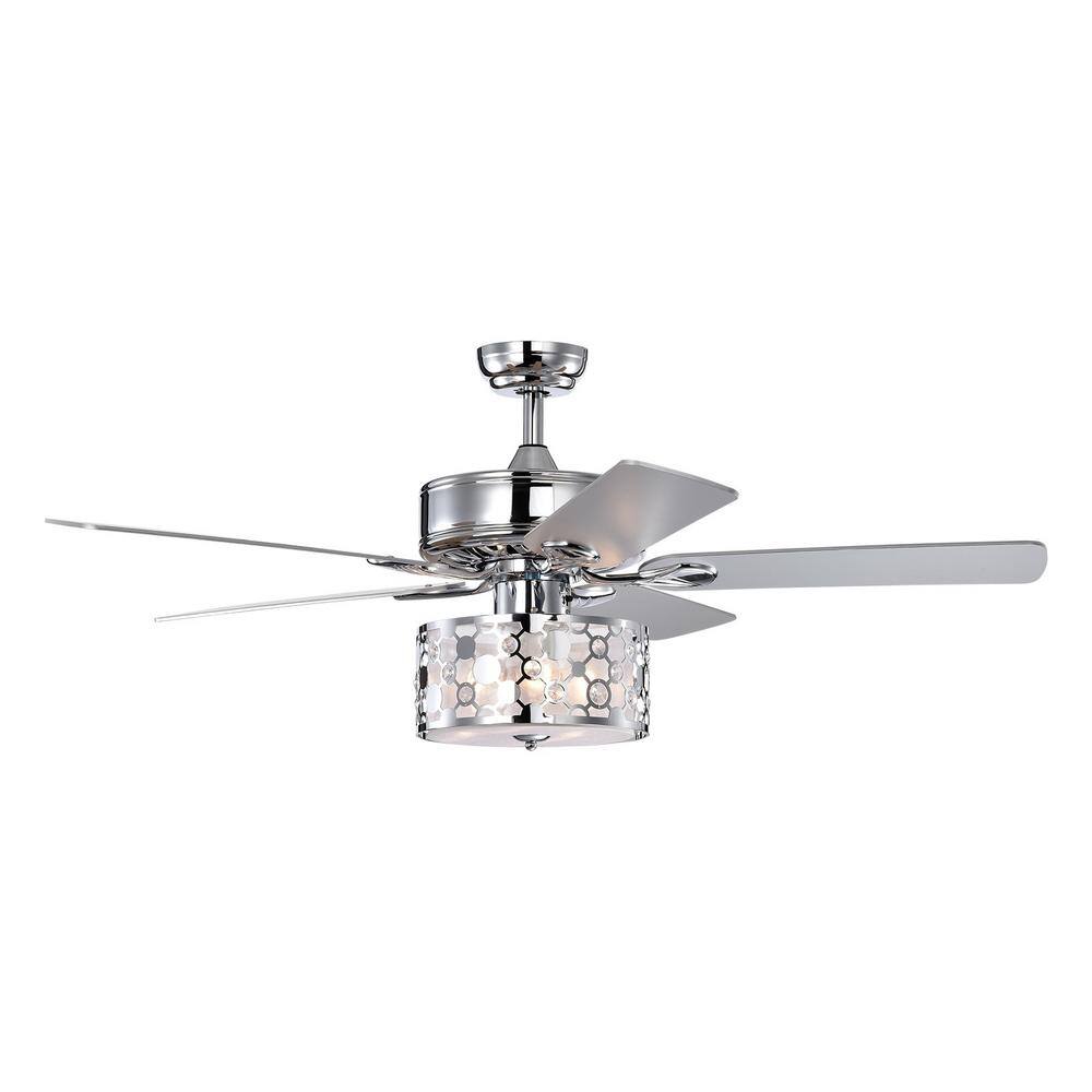 52 in. Smart Indoor Chrome Elegant Ceiling Fan Light with Remote