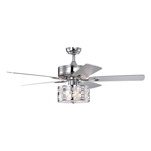 dubbin 52 in. Smart Indoor Chrome Elegant Ceiling Fan Light with Remote
