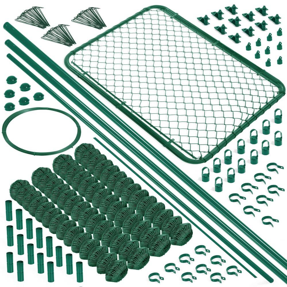 Green Vinyl Coated 4  ft. x 204  ft. Metal 9-Gauge Chain Link Fence-Complete Kit price history on PriceWatchPro