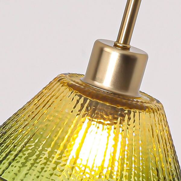 Parrot Uncle 7.5 in. 1-Light Gold Pendant Light with Green