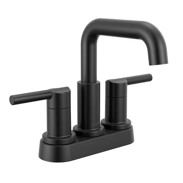 Delta Nicoli 4 in. Centerset Double Handle Bathroom Faucet in Matte Black